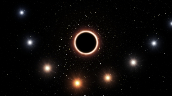 Artist's impression of S2 passing supermassive black hole at centre of Milky Way (Credit: ESO/M Kornmesser)
