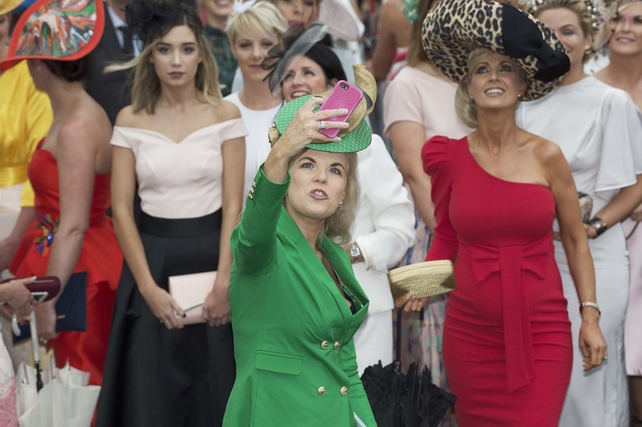 Marietta Doran snaps a selfie at the Galway Races.