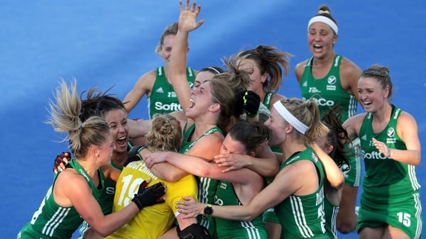 The Ireland team celebrate after securing their place in the final four