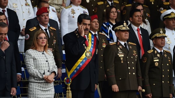 Venezuelan President Nicolas Maduro has blamed Colombia for the incident which took place during a ceremony in Caracas