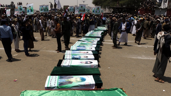 A mass funeral was held for many of the dead children in Yemen