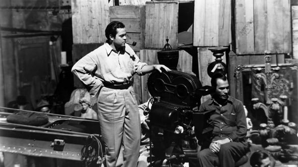 Orson Welles on set, early in his career