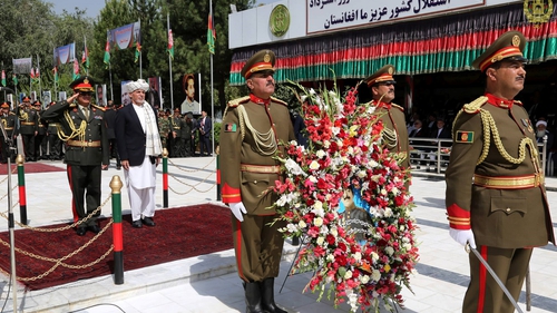 President Ghani lays a wreath in Kabul on Independence Day marking the 99th anniversary of Afghanistan's independence from Britain