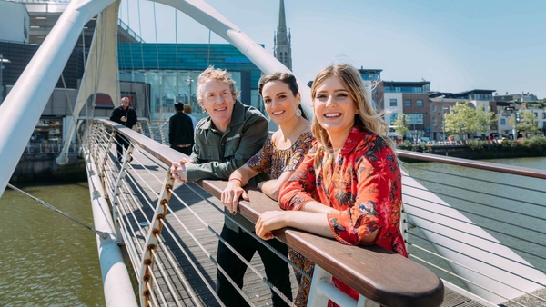 Fleadh TV presenters Hector Ó hEochagáin, Ruth Smith and Doireann Ní Ghlacáin