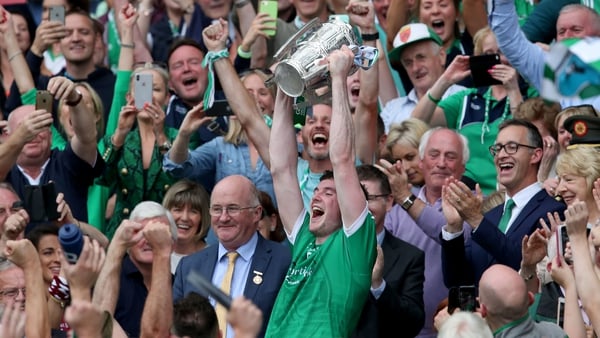 Declan Hannon lifts the Liam MacCarthy for Limerick
