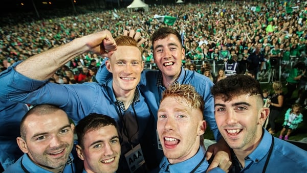 Tom Condon, Lorcan Lyons, William O'Donoghue, Cian Lynch, Diarmuid Byrnes and Aaron Gillane pose for a selfie taken by Cian Lynch