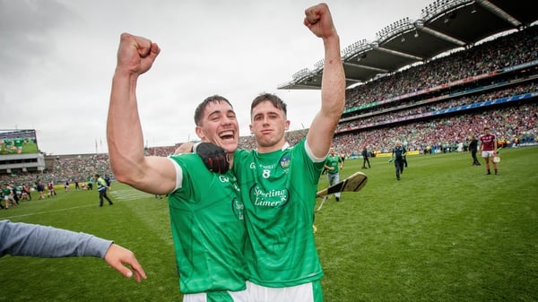 Sean Finn and Darragh O'Donovan celebrate Limerick's All-Ireland victory