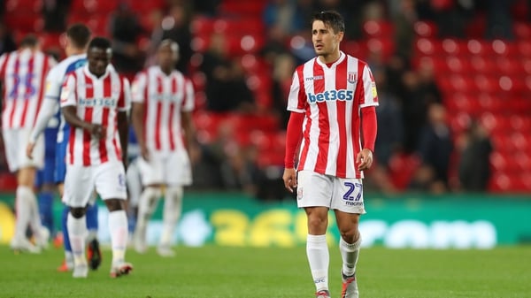 A dejected Bojan Krkic of Stoke City following the home defeat by Wigan