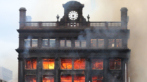 The fire gutted the Bank Buildings which contained a Primark store