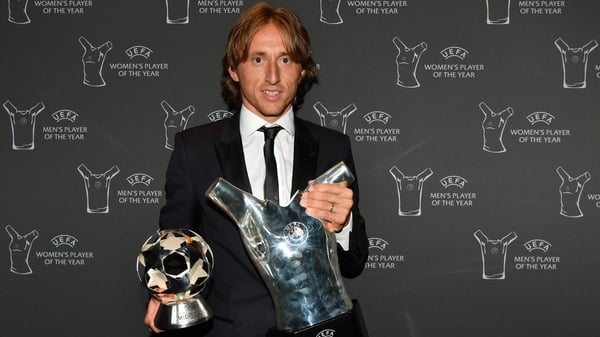 Luka Modric shows off his awards