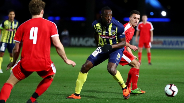Usain Bolt played the last 20 minutes of Central Coast Mariners 6-1 pre-season friendly win over a Central Coast Select XI