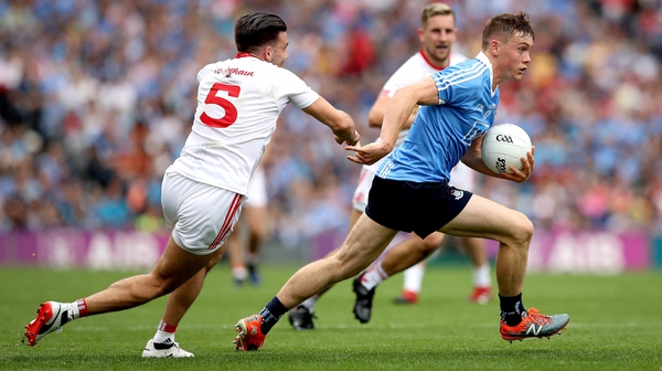 Dublin's Con O'Callaghan and Tiernan McCann of Tyrone in action during last year's semi-final