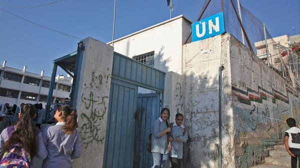 Children return to school at an establishment run by the United Nations Agency for Palestinian Refugees (UNRWA)