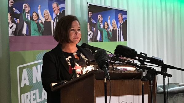 Mary Lou McDonald addressing Sinn Féin members in Cavan yesterday