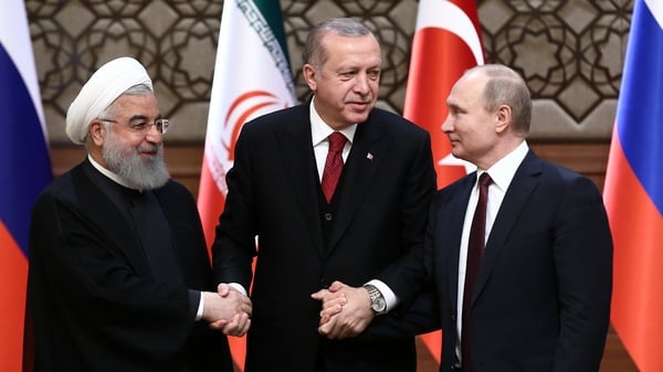 Iran's President Hassan Rouhani, Turkey's President Recep Tayyip Erdogan and Russia's President Vladimir Putin