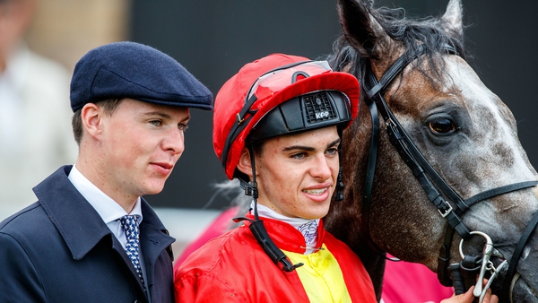Joseph O'Brien with brother Donnacha O'Brien and Speak In Colours after winning the 2018 Phoneix Sprint Stakes