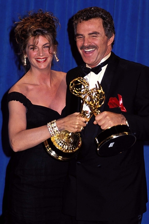 Kirstie Alley and Burt Reynolds during the 1991 Emmy Awards