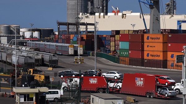 The US trade gap shrunk by nearly $10 billion as exports fell by 0.1% and imports dropped 0.4%