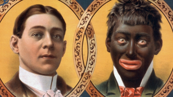 An image from a vintage poster promoting a minstrel show