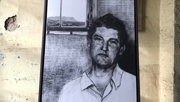 Emma Stroude's 2018 portrait of Michael Collins in Sligo Jail as commissioned by the Friends of Sligo Gaol. Photo:         Peter Vamos