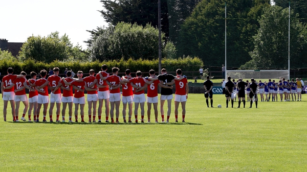 Louth stand for the National Anthem at the Gaelic Grounds ahead of their football qualifier against Longford last year