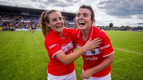 Doireann O'Sullivan pictured with Orlagh Farmer after reaching the final