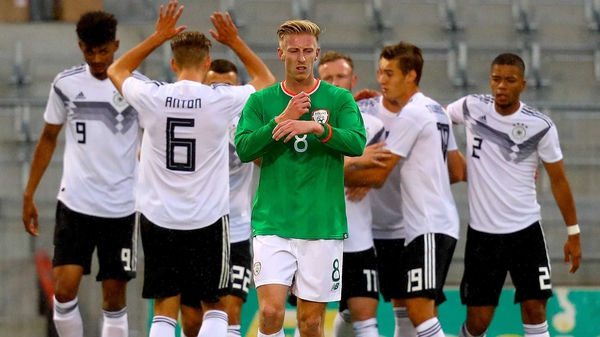 Ireland's Henry Charsley dejected after Germany's second goal
