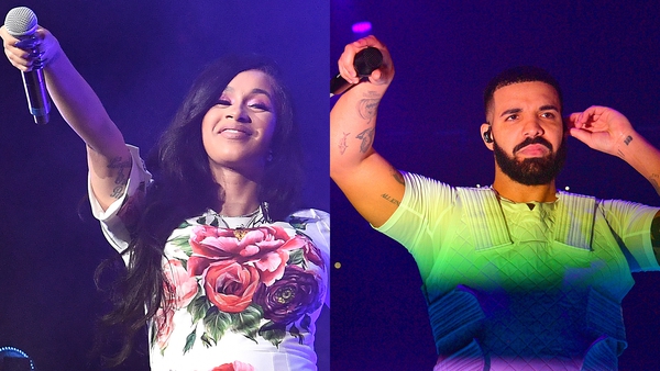 Cardi B and Drake - Going head to head in a number of categories on October 9