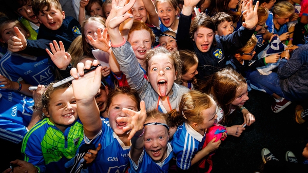 Young Dublin supporters in Malahide to salute the All-Ireland champions