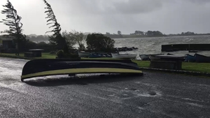 The boat ended up on the road after gusts lifted it from the water on Lough Corrib