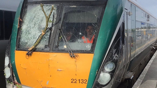 The Westport to Dublin train was damage by fallen trees this morning