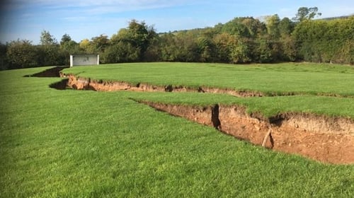 The impact of the collapse at the Magheracloone GAA grounds (Pic: Border Regions TV)