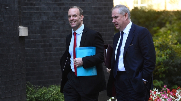 Dominic Raab (left) and UK Attorney General Geoffrey Cox arrive for the Cabinet meeting