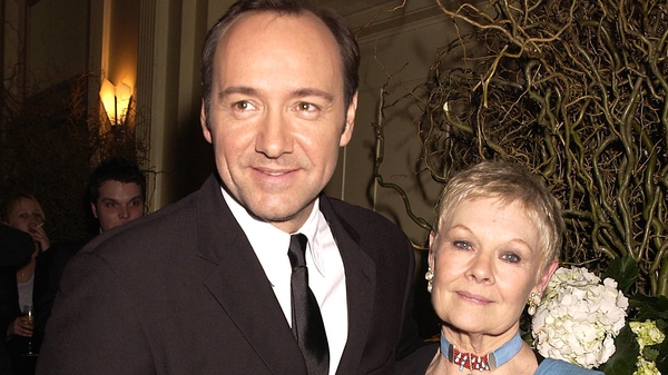 Judi Dench and Kevin Spacey photographed in 2002 in London at the party following the premiere of their film The Shipping News