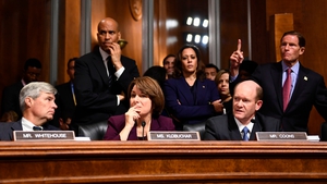 Members of the Senate Judiciary Committee look on during the hearing in Washington DC
