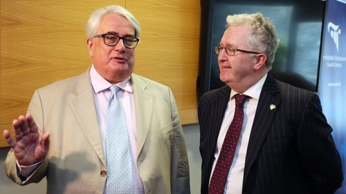Chief Justice of Ireland Justice Frank Clarke (left) with Attorney General Seamus Woulfe after making his statement of the new legal year at the Central Courts of Justice in Dublin