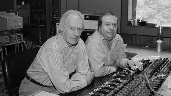 Geoff Emerick with George Martin at Abbey Road Studios
