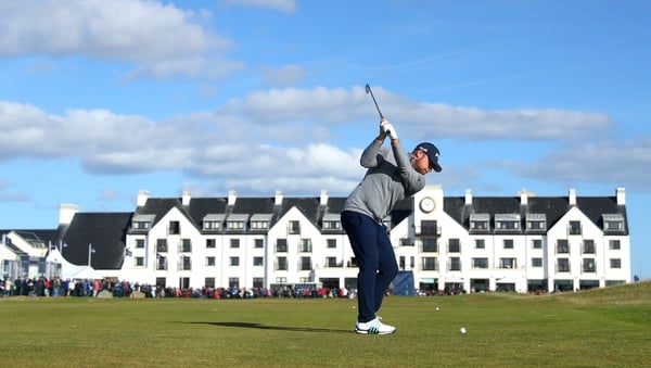 Tyrell Hatton on the 18th at Carnoustie