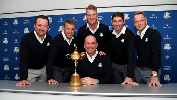 Lee Westwood (2nd from L) and Padraig Harrington (2nd from R) were both vice-captains under Thomas Bjorn