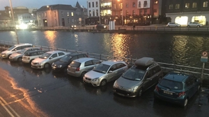 Flooding along Fr Mathew Quay in Cork during high tide this evening
