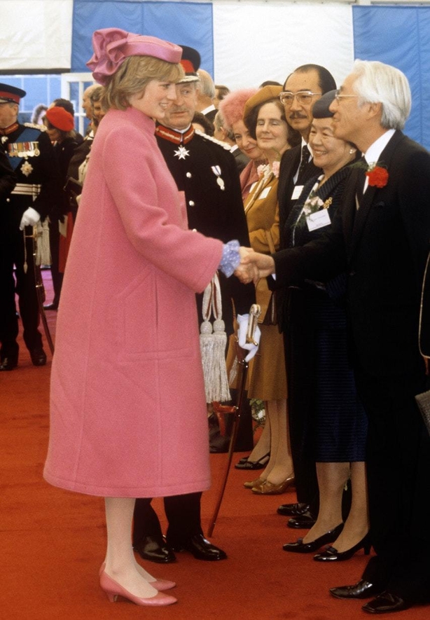 Princess Diana meets staff at Sony's new factory at Bridgend, Wales, 1982 (Ron BellPA)