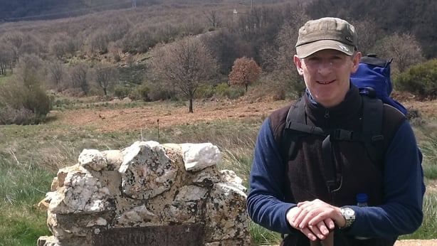 Peter walking the Camino