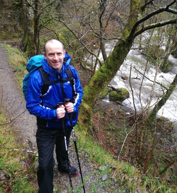 Peter walking the Camino