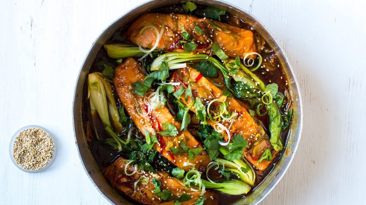 Vietnamese Caramel Salmon With Steamed Ginger Rice, Recipe