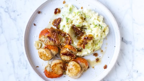 Donal's Pan-Fried Scallops with Garlic Butter & Champ