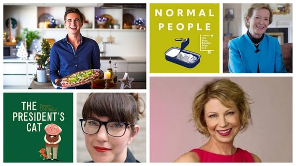 Nominees for this year's An Post Irish Book Awards include (Top, L to R) Donal Skehan, Sally Rooney and Mary Robinson, and (Bottom, L to R) Peter Donnelly, Emeile Pine and and Emma Hannigan