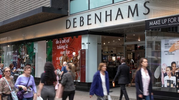 Debenhams shares were down as much as 59% in London trade today