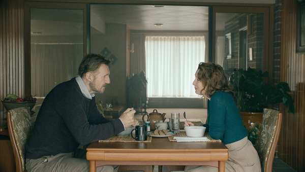 Liam Neeson and Lesley Manville as Tom and Joan in Normal People