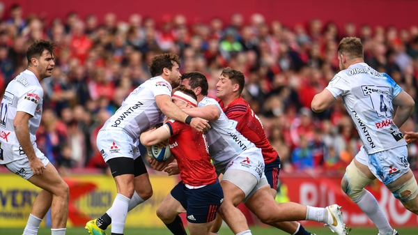 Gloucester's Danny Cipriani was shown a red card for a high tackle on Munster's Rory Scannell