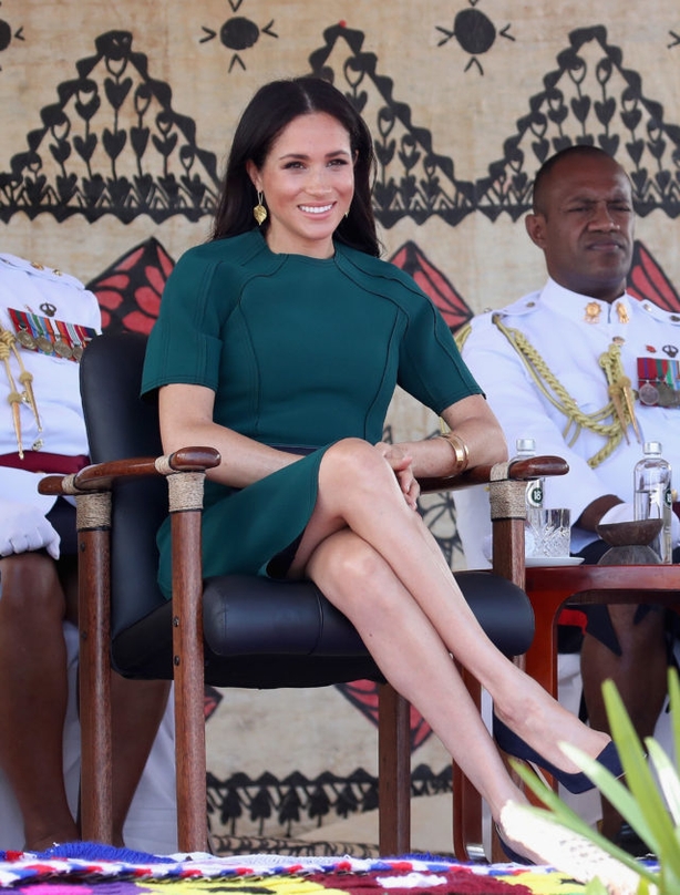The Duchess of Sussex at the unveiling of a statue commemorating Sergeant Talaiasi Labalaba in Fiji (PA)